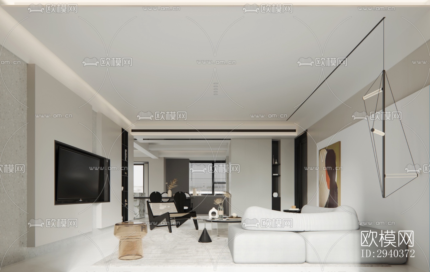 现代平层效果图下载（渲染图1）