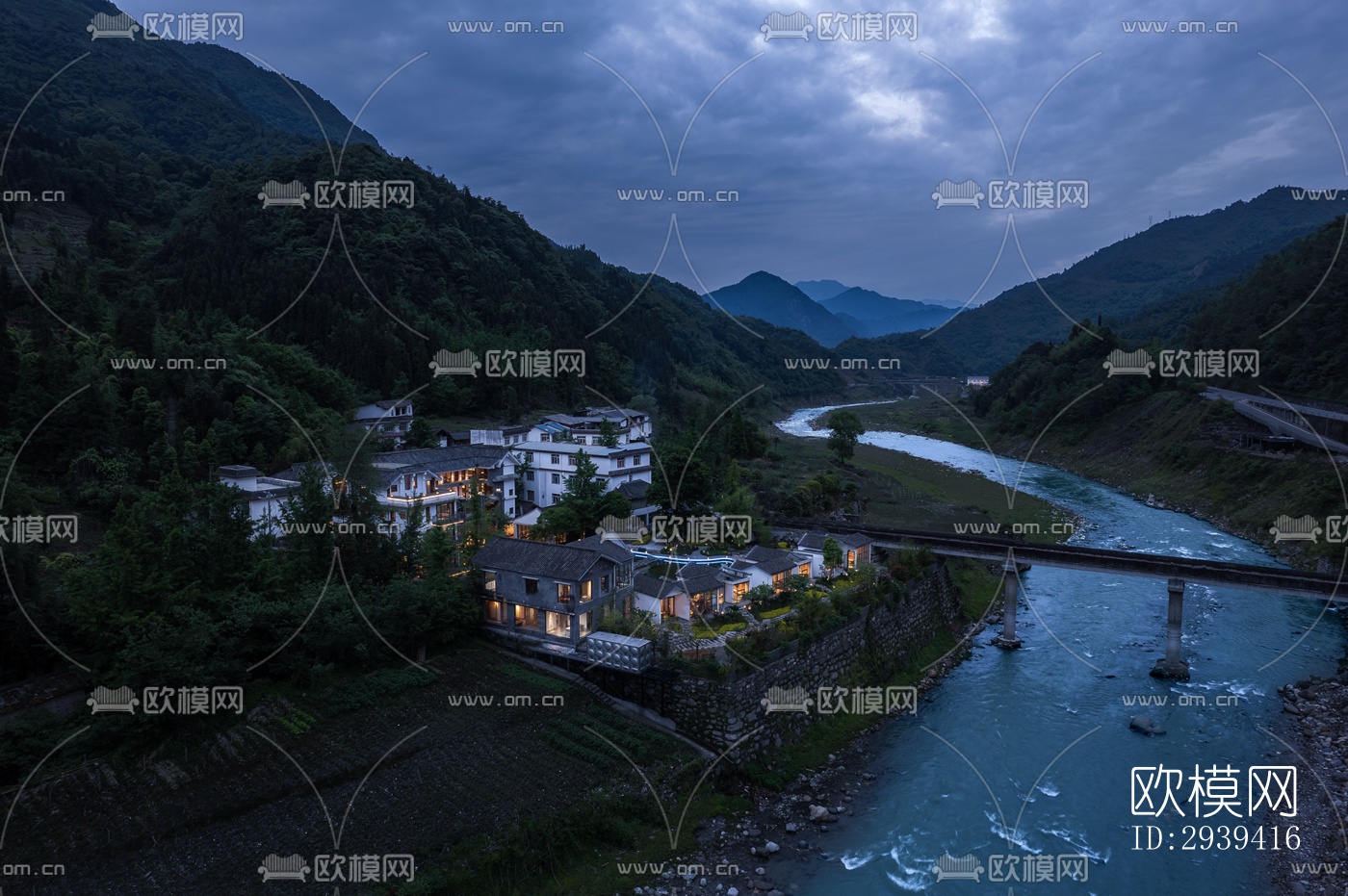 新中式酒店民宿效果图下载（渲染图3）