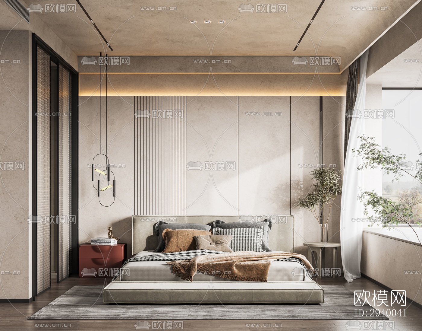 侘寂平层效果图下载（渲染图2）