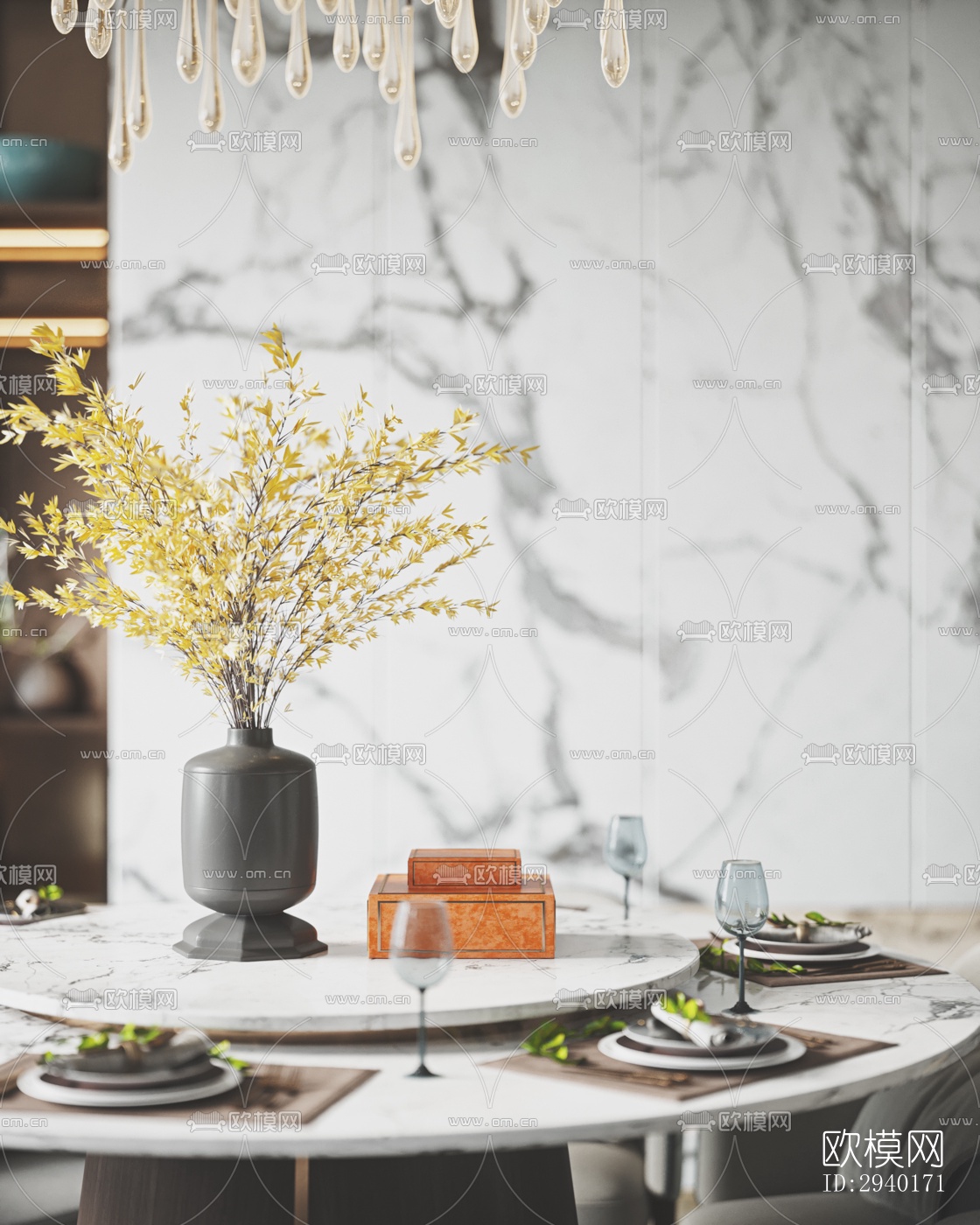 新中式平层效果图下载（渲染图6）