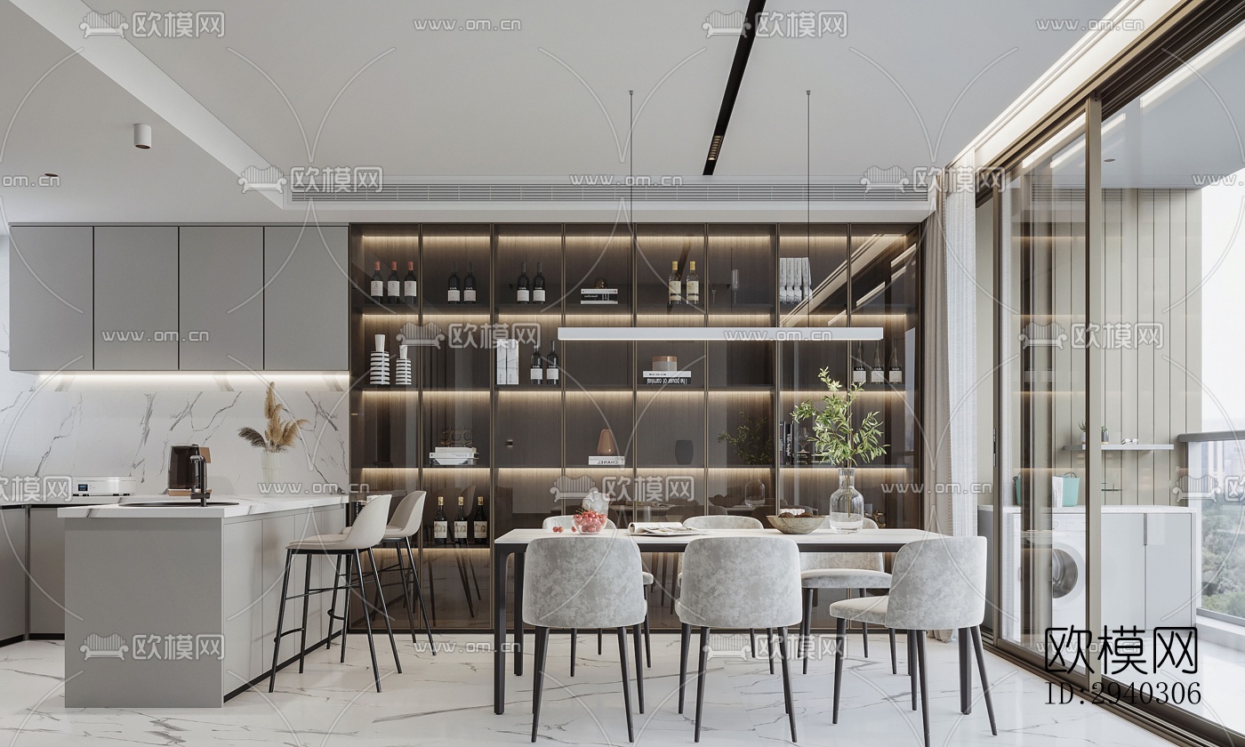 现代平层效果图下载（渲染图8）