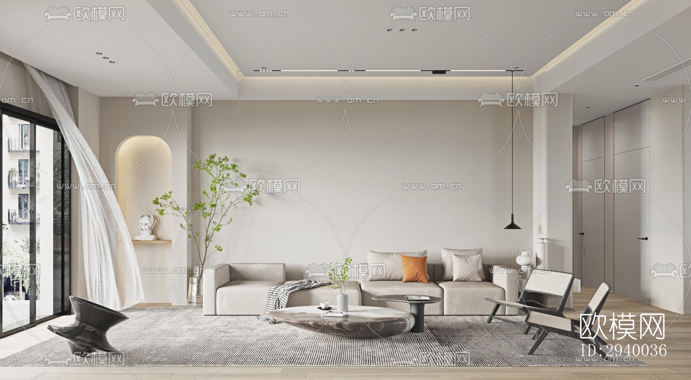 侘寂平层效果图下载（渲染图11）