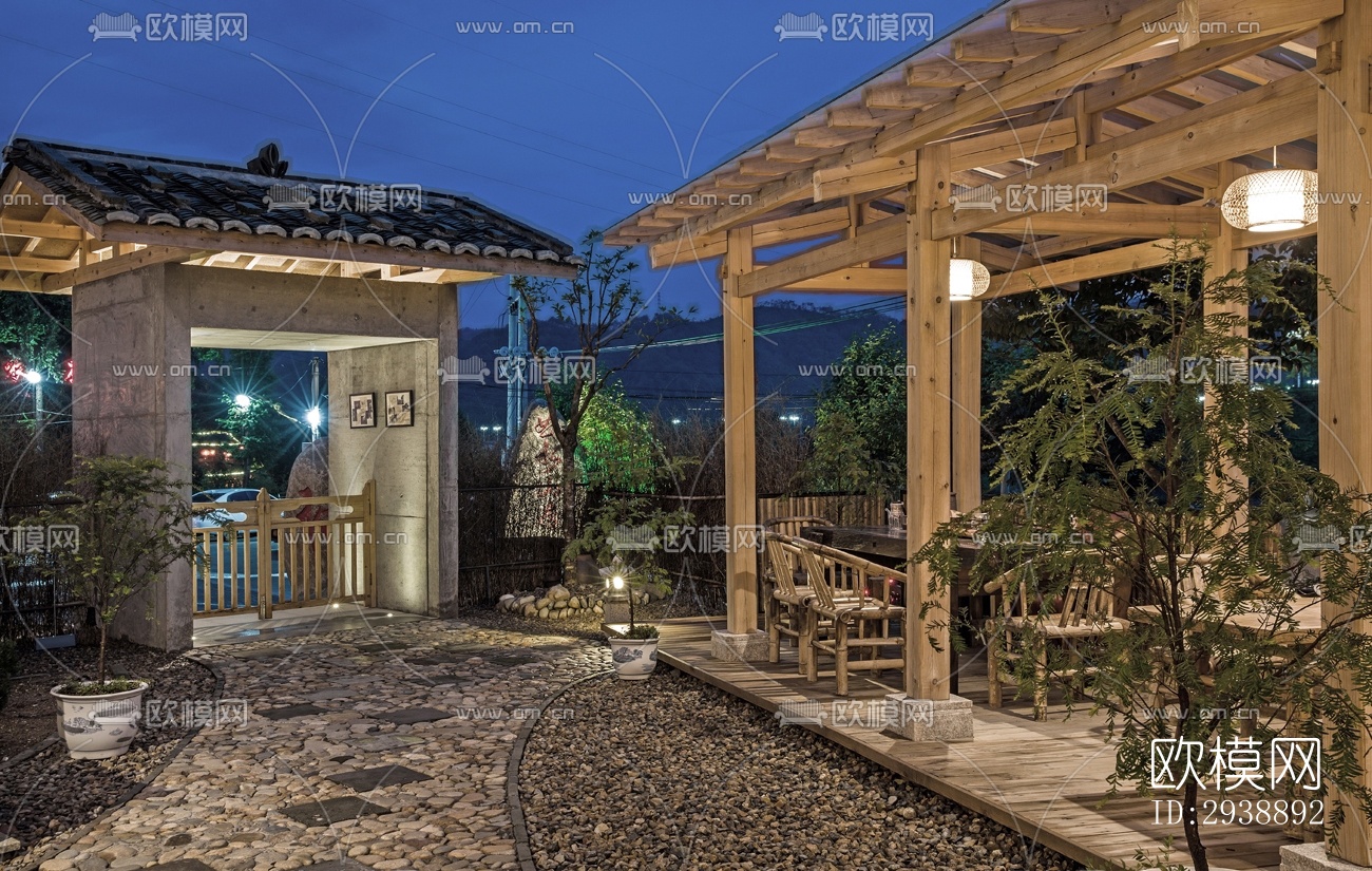 中式酒店民宿效果图下载（渲染图5）