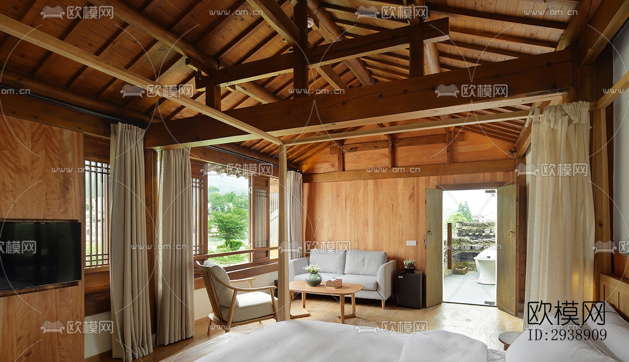 中式酒店民宿效果图下载（渲染图19）