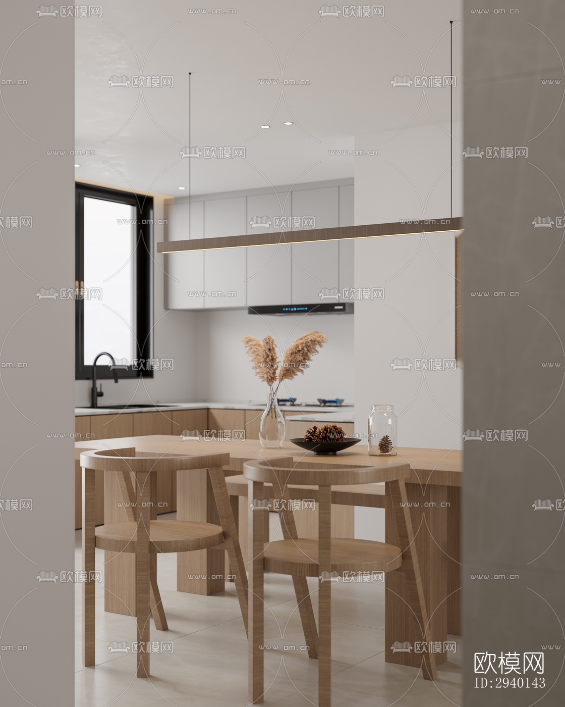 奶油风平层效果图下载（渲染图3）