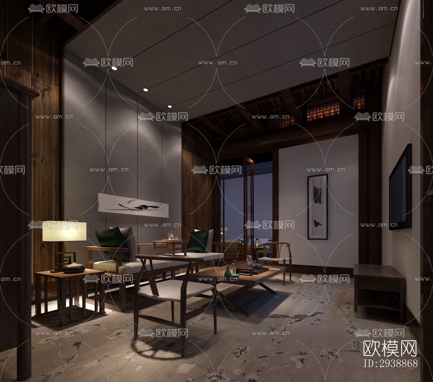 中式酒店民宿效果图下载（渲染图15）