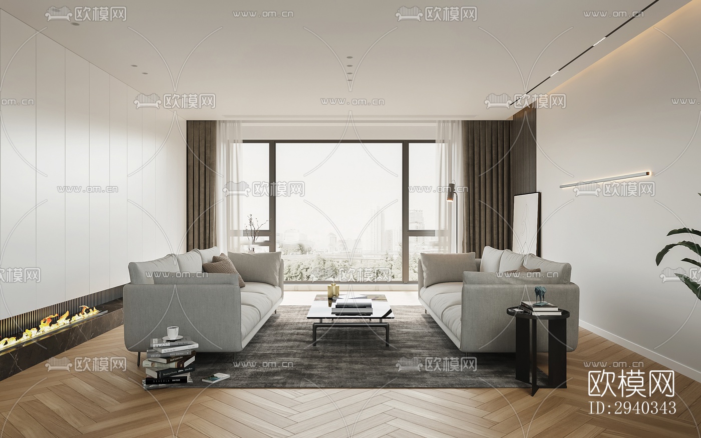 现代平层效果图下载（渲染图1）