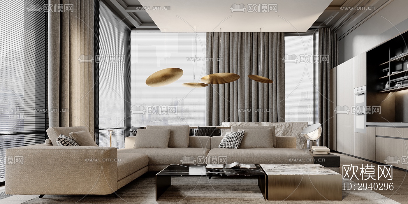 现代平层效果图下载（渲染图19）