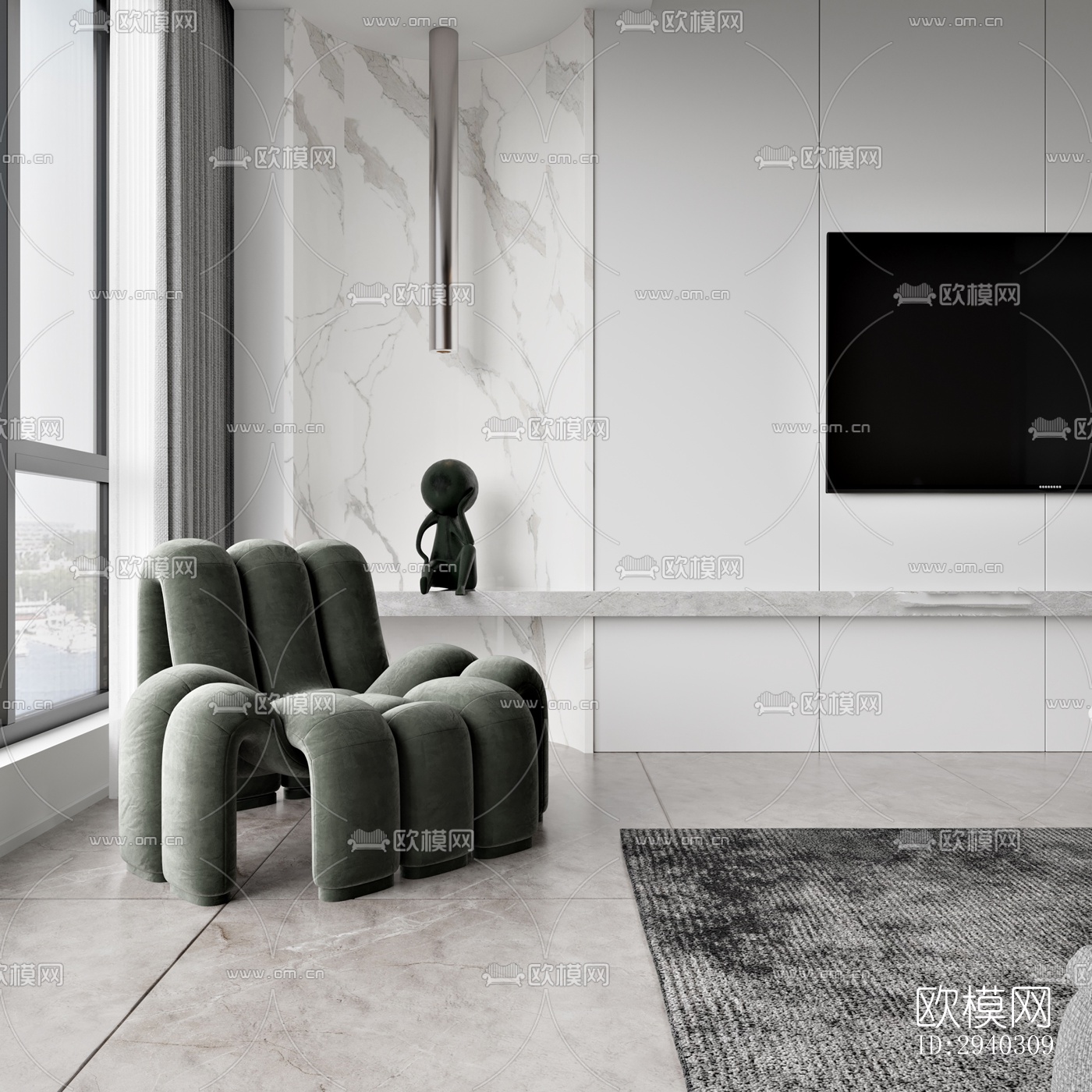 现代平层效果图下载（渲染图11）