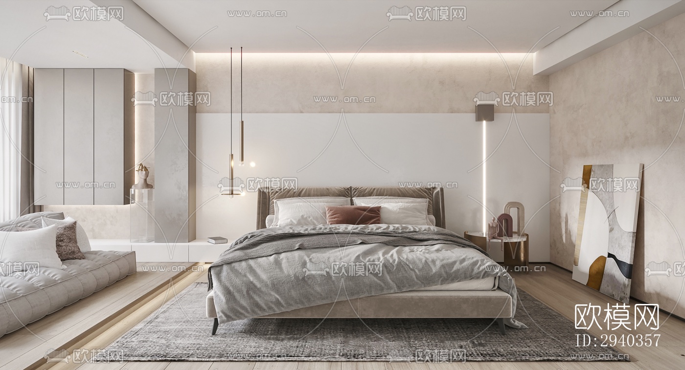 现代平层效果图下载（渲染图4）