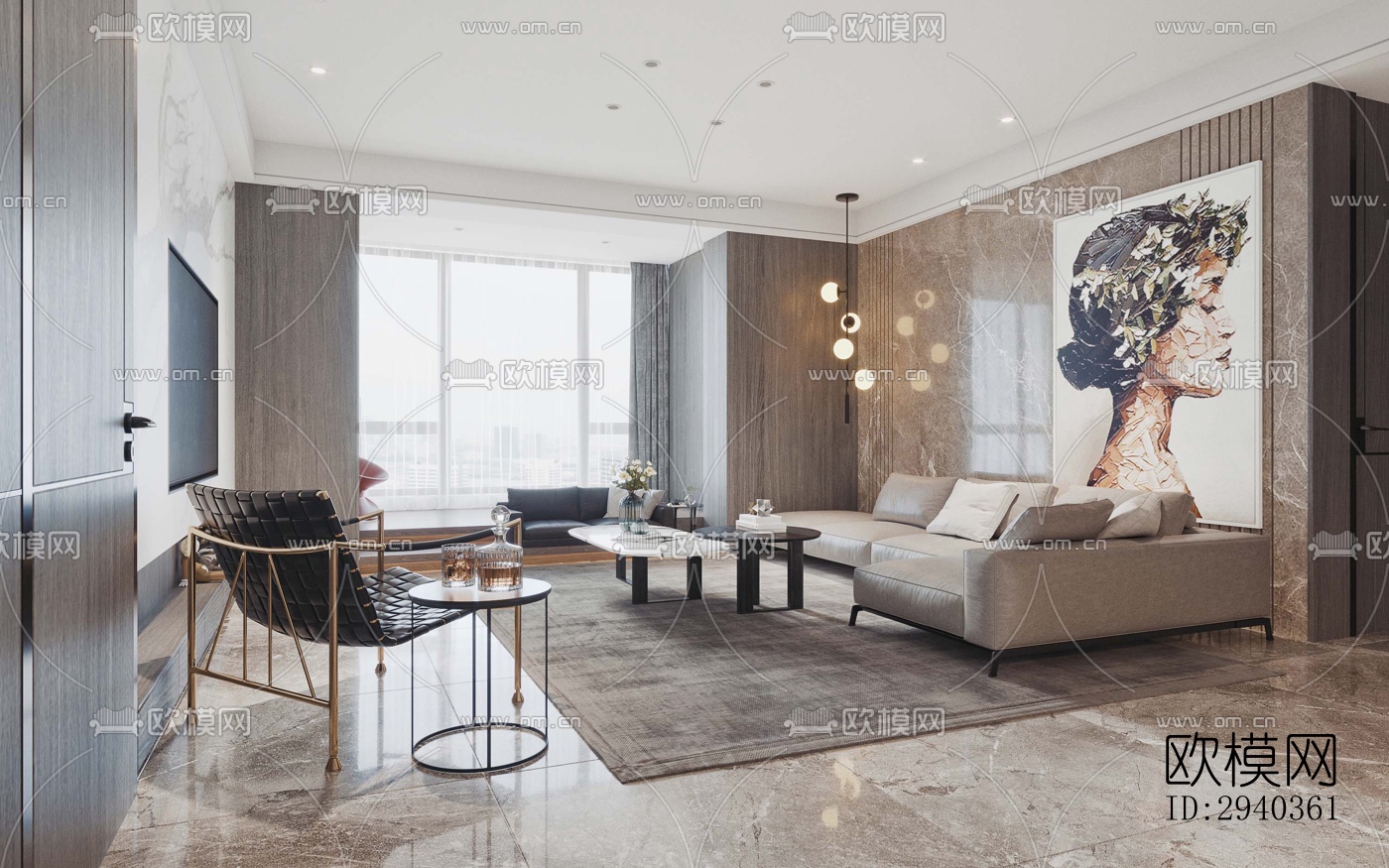 现代平层效果图下载（渲染图8）