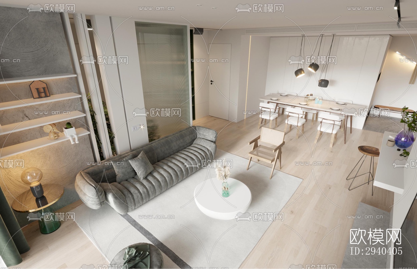 现代平层效果图下载（渲染图6）