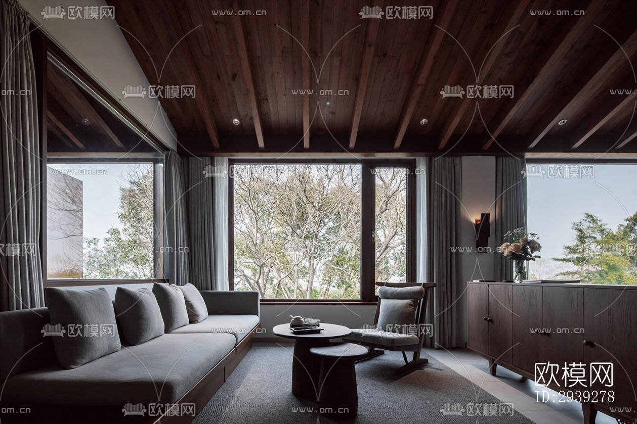 新中式酒店民宿效果图下载（渲染图11）