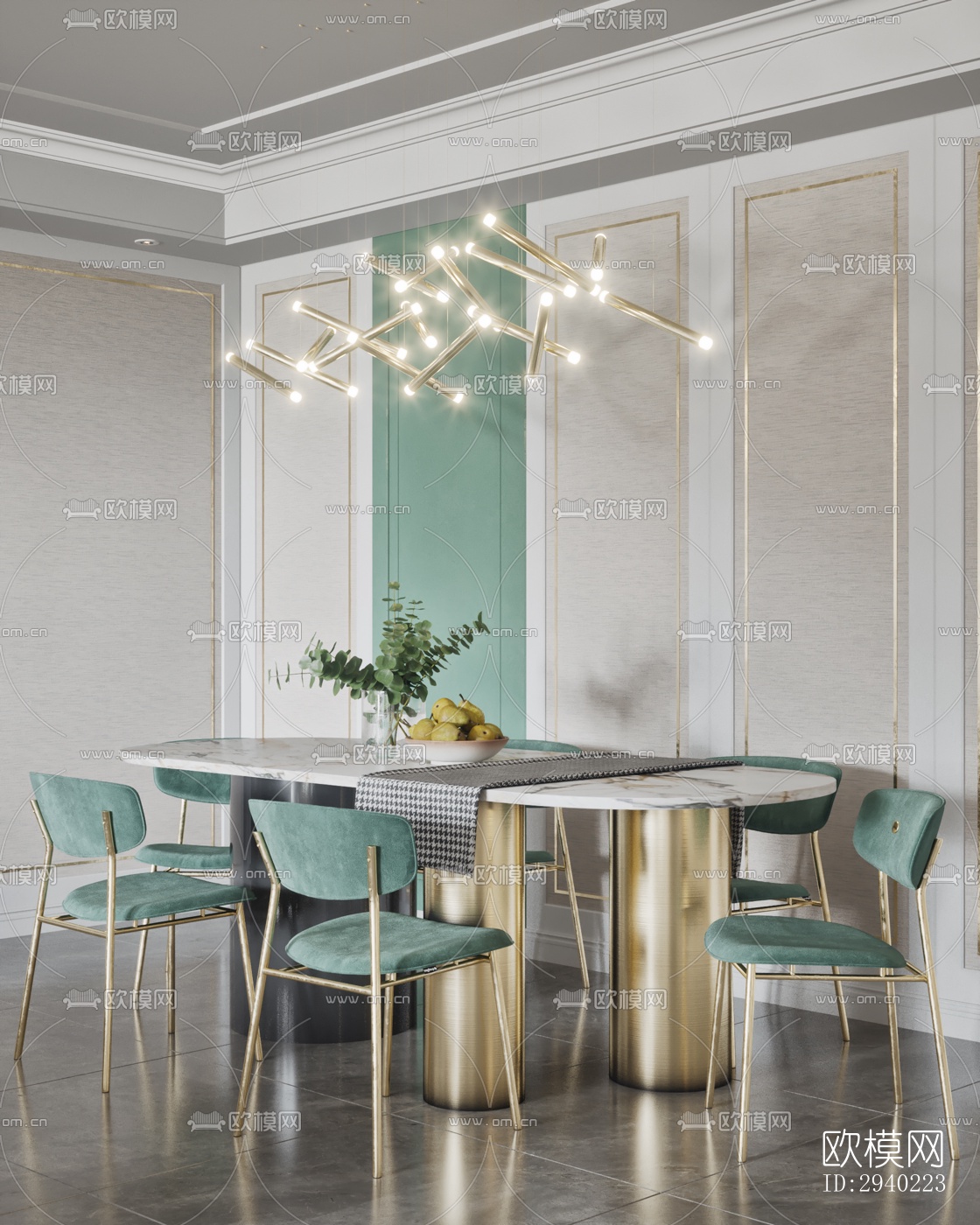 欧式平层效果图下载（渲染图9）