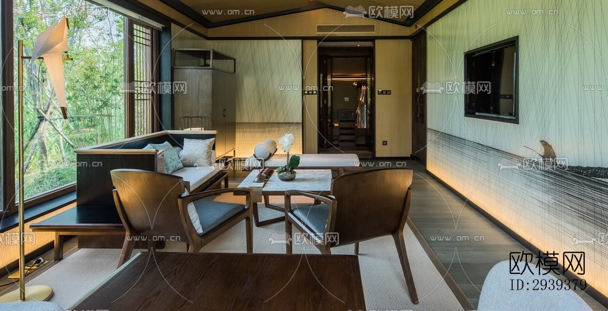 新中式酒店民宿效果图下载（渲染图6）