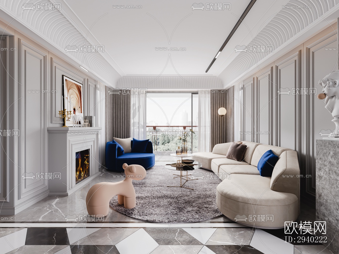 欧式平层效果图下载（渲染图14）