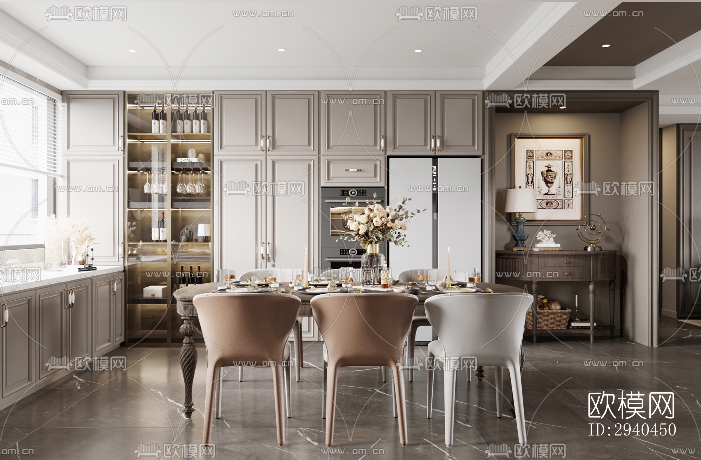 美式平层效果图下载（渲染图5）