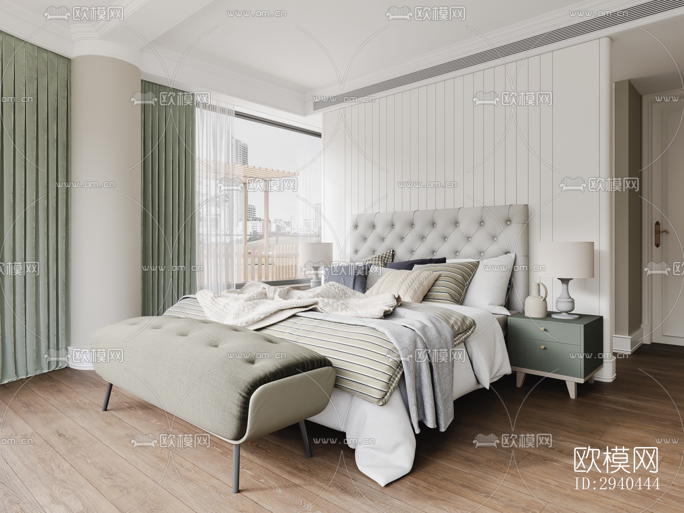 美式平层效果图下载（渲染图12）