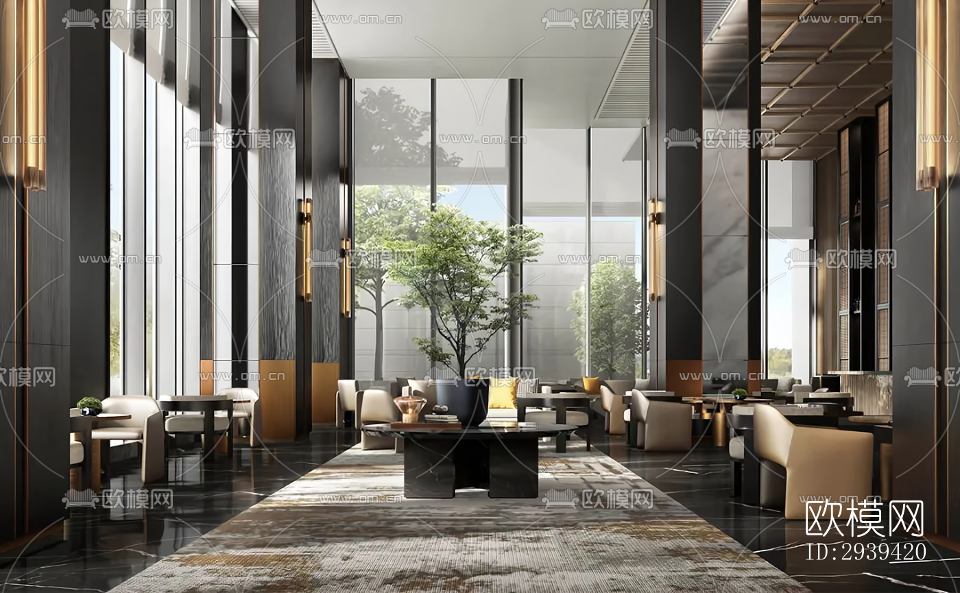 新中式酒店民宿效果图下载（渲染图6）