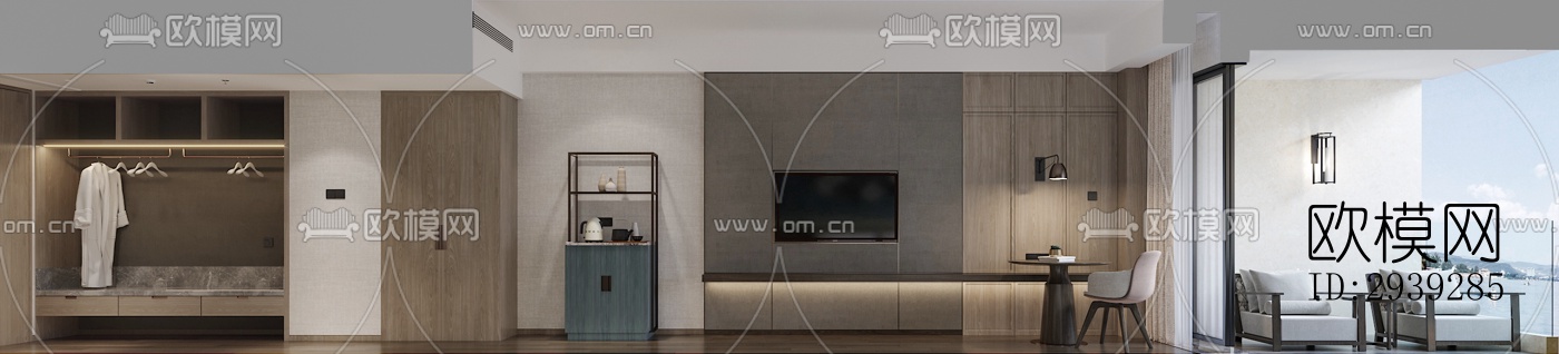 新中式酒店民宿效果图下载（渲染图10）