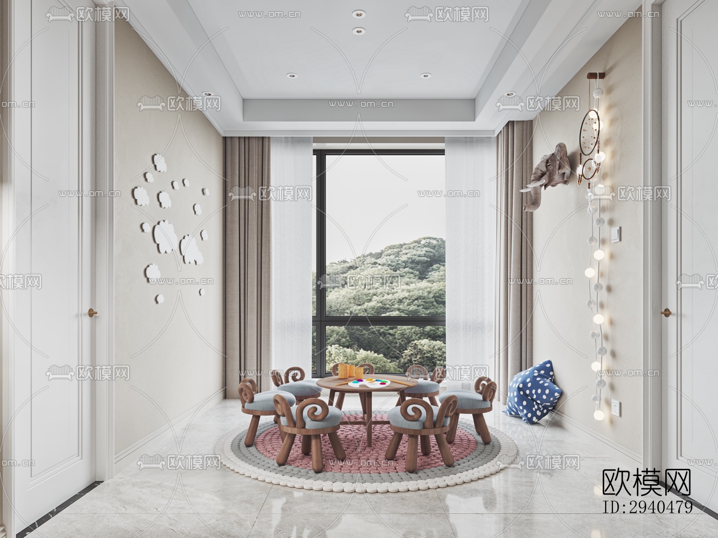 美式平层效果图下载（渲染图10）