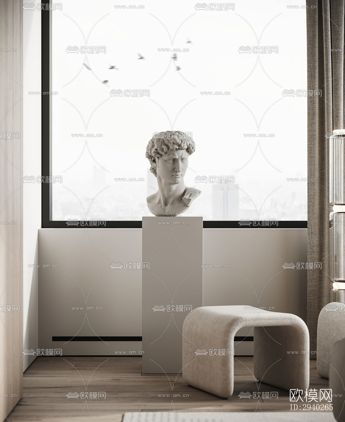 现代平层效果图下载（渲染图9）