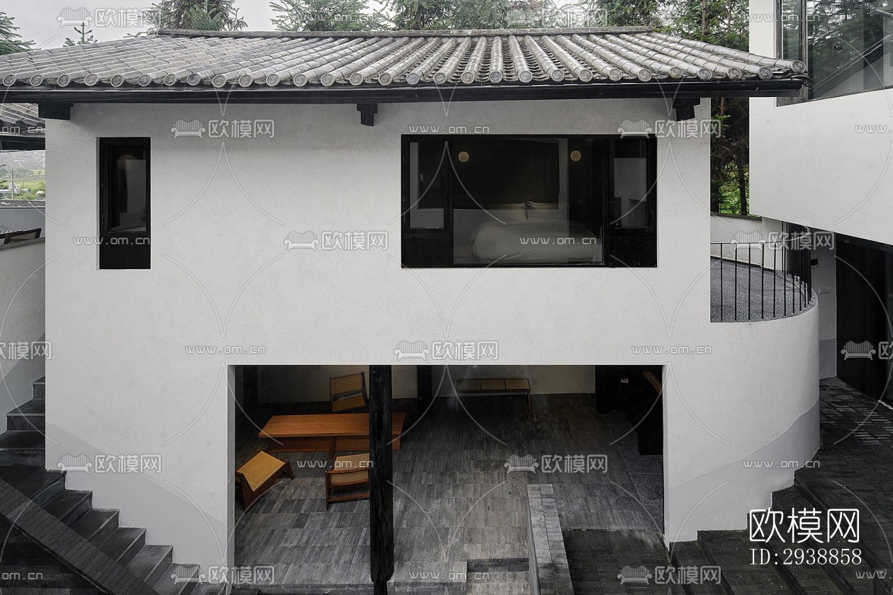 中式酒店民宿效果图下载（渲染图13）