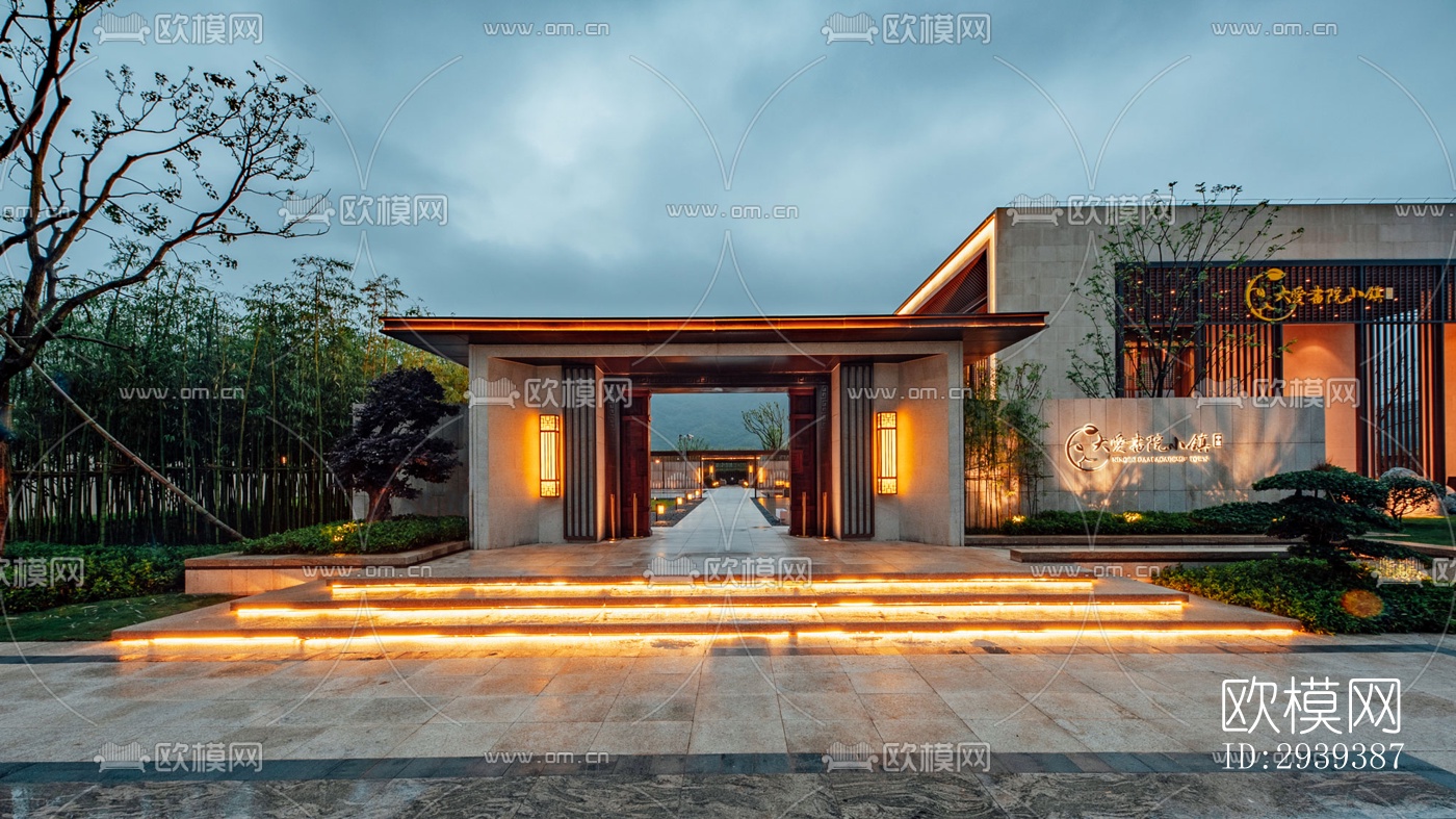 新中式酒店民宿效果图下载（渲染图3）