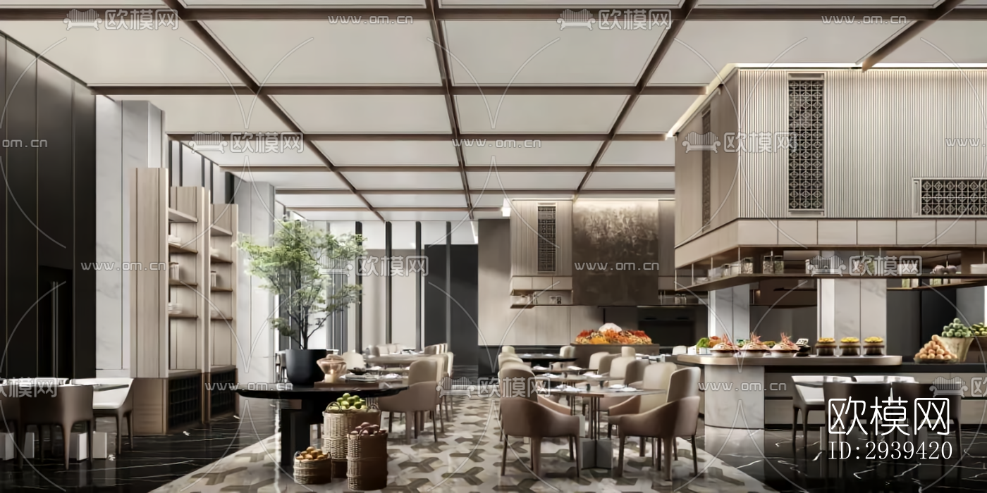 新中式酒店民宿效果图下载（渲染图7）