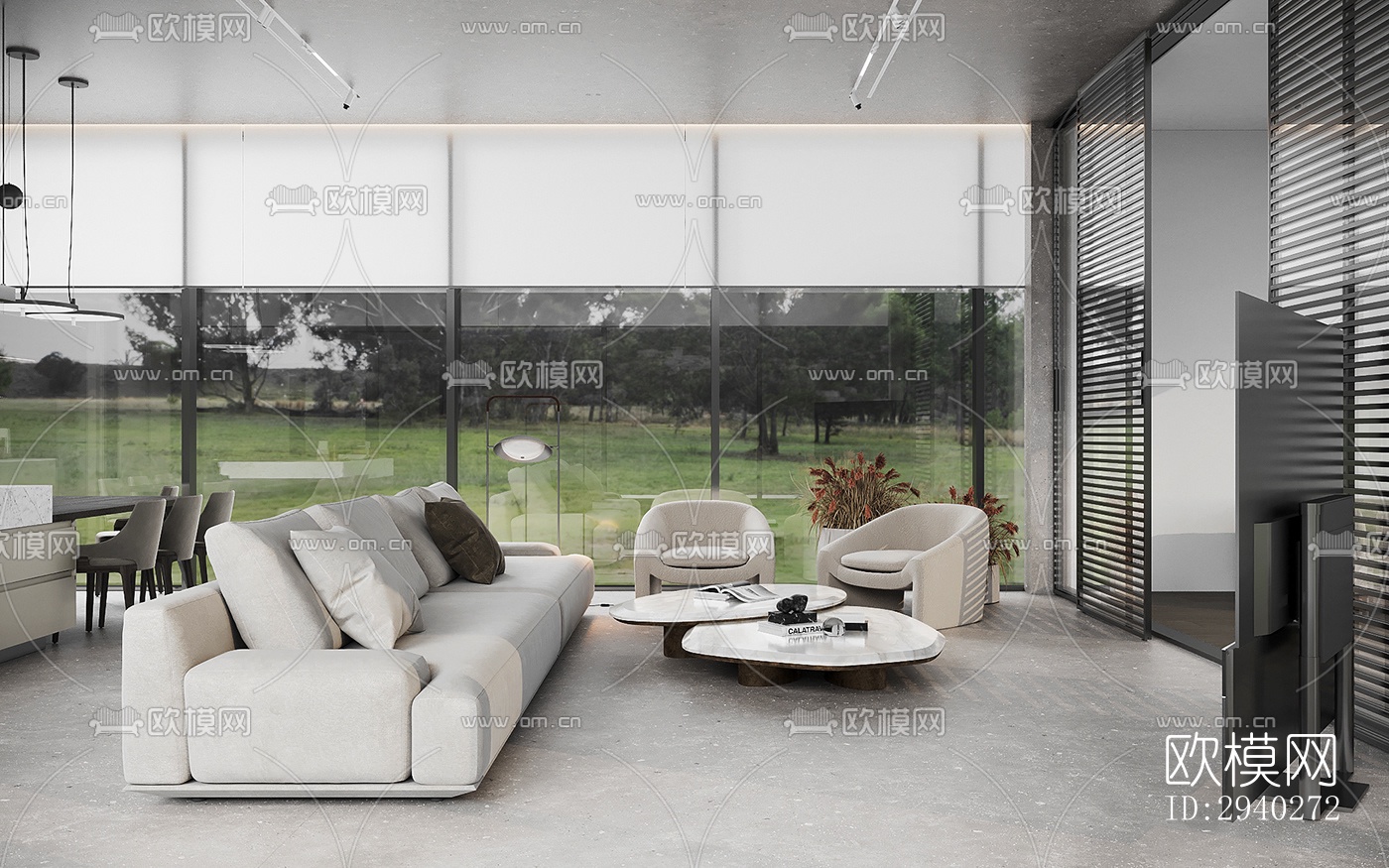 现代平层效果图下载（渲染图3）