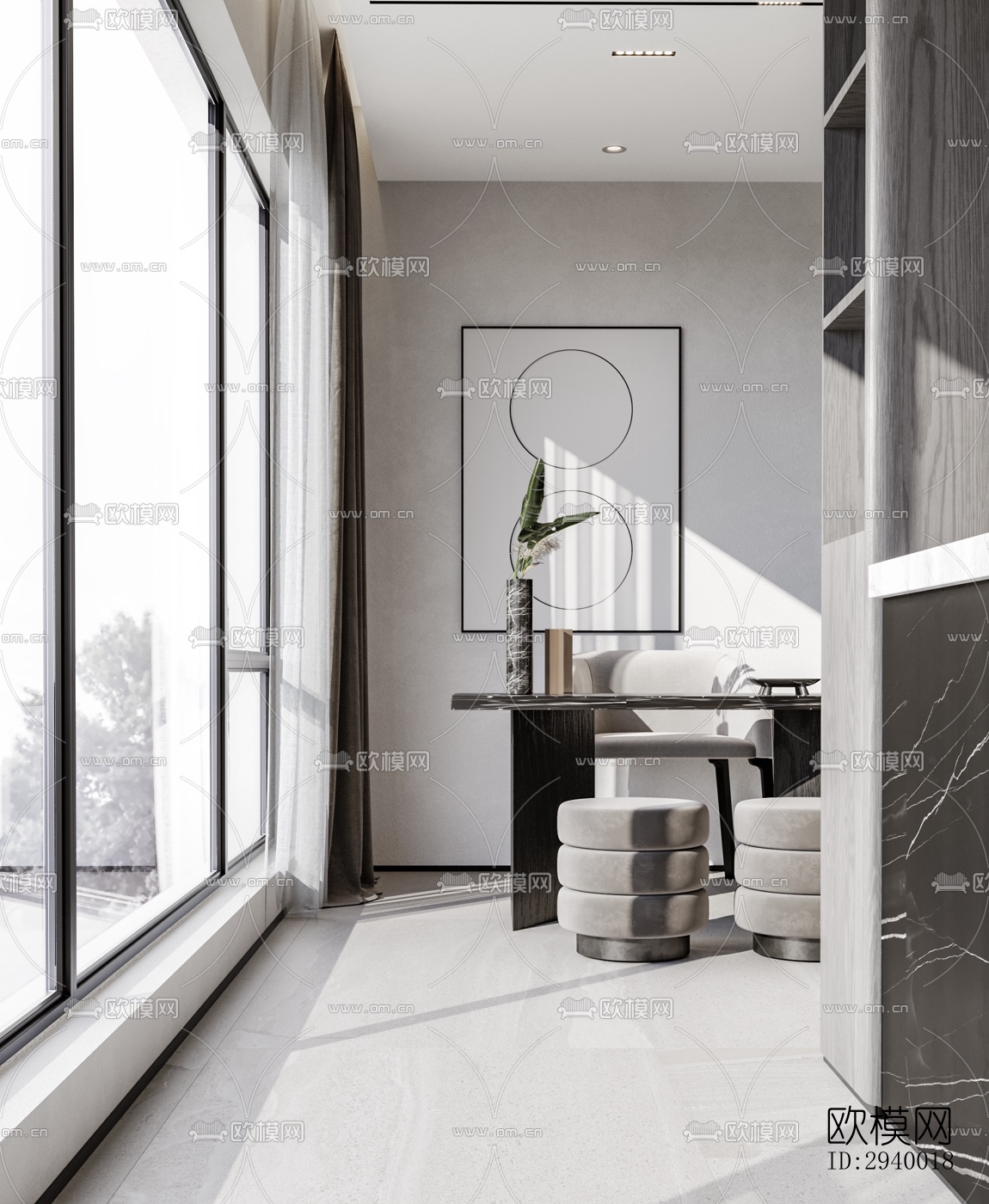 侘寂平层效果图下载（渲染图3）