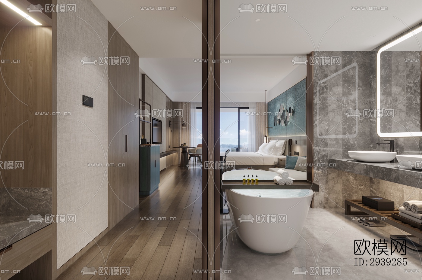 新中式酒店民宿效果图下载（渲染图7）