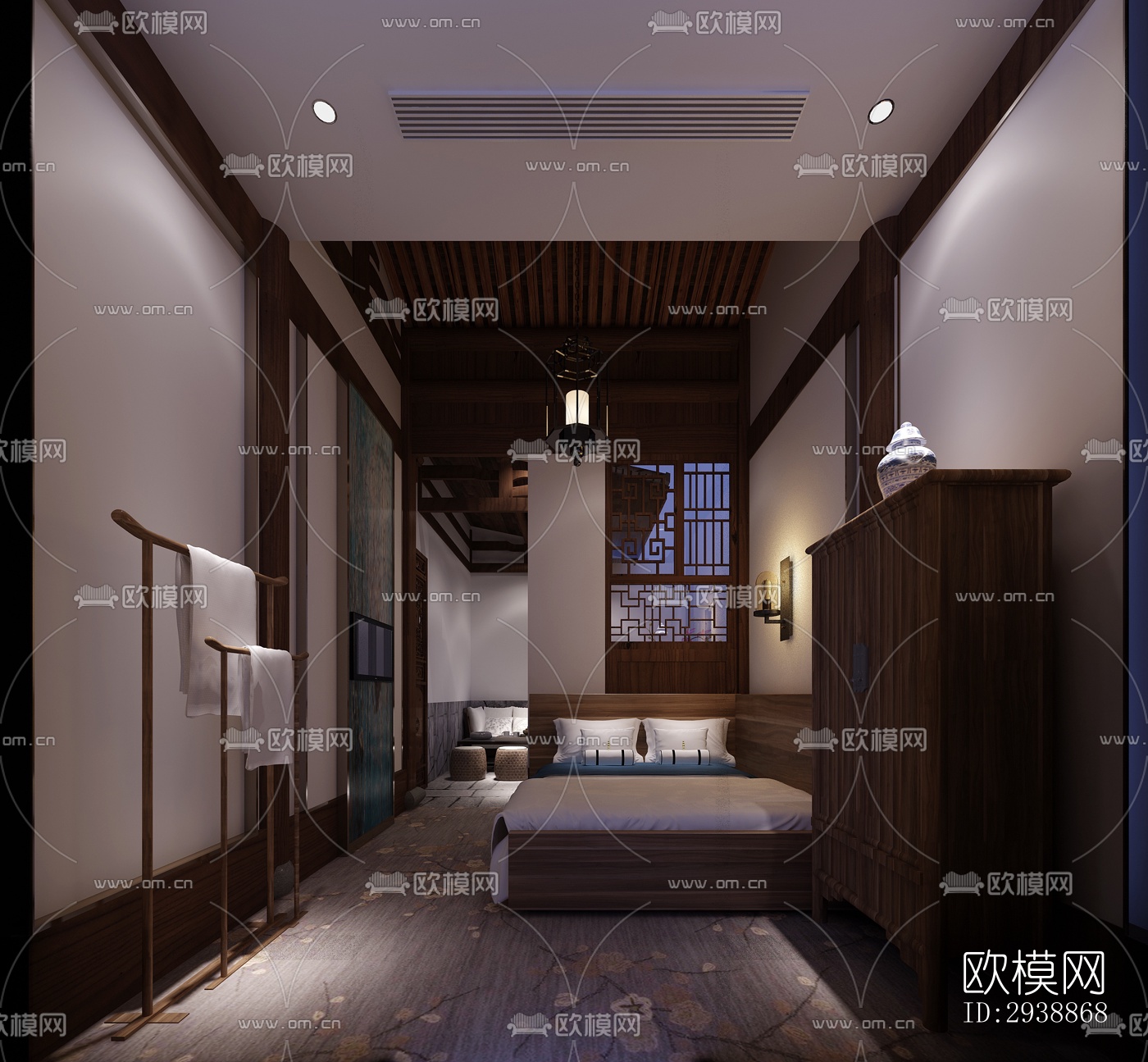 中式酒店民宿效果图下载（渲染图11）