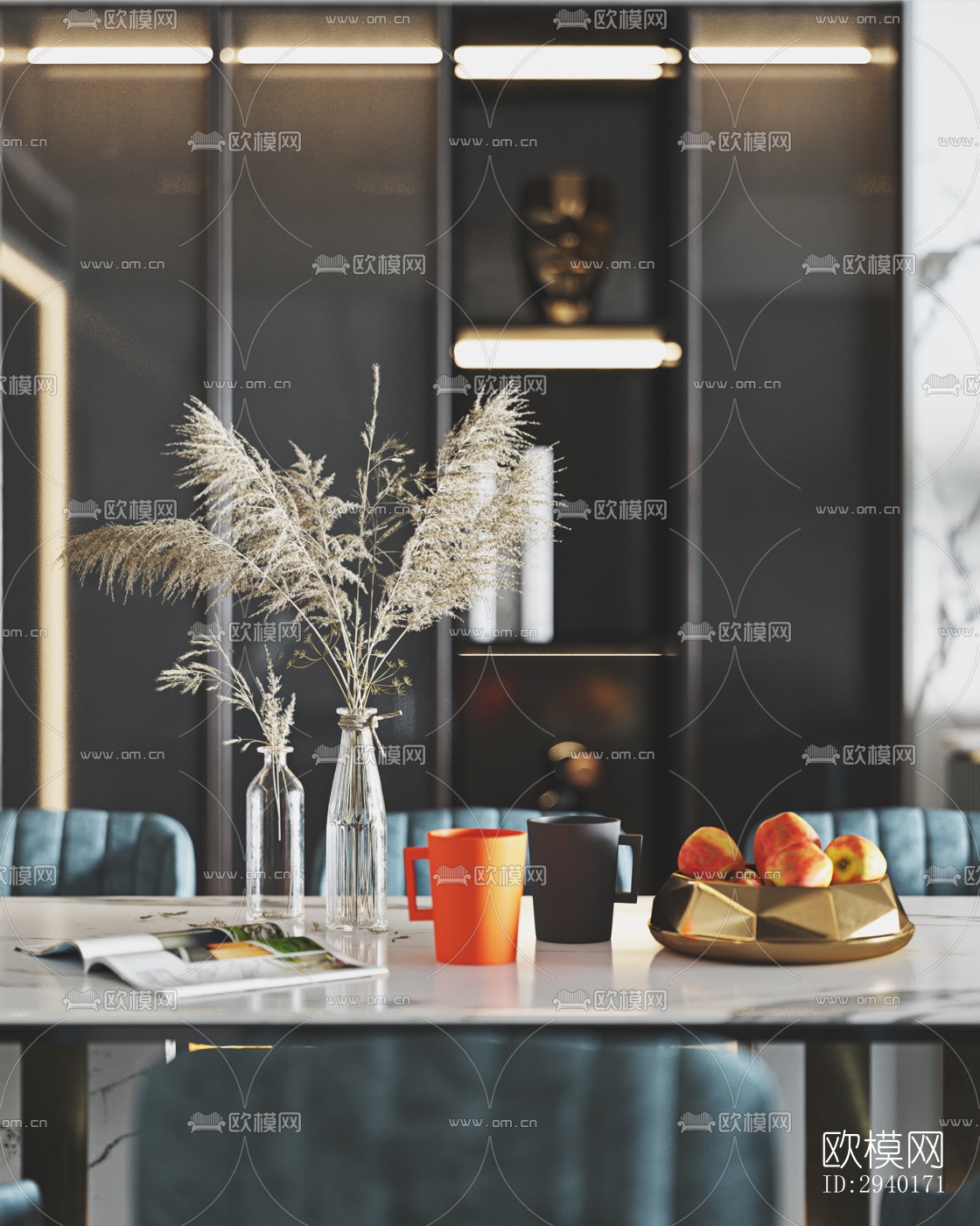 新中式平层效果图下载（渲染图19）