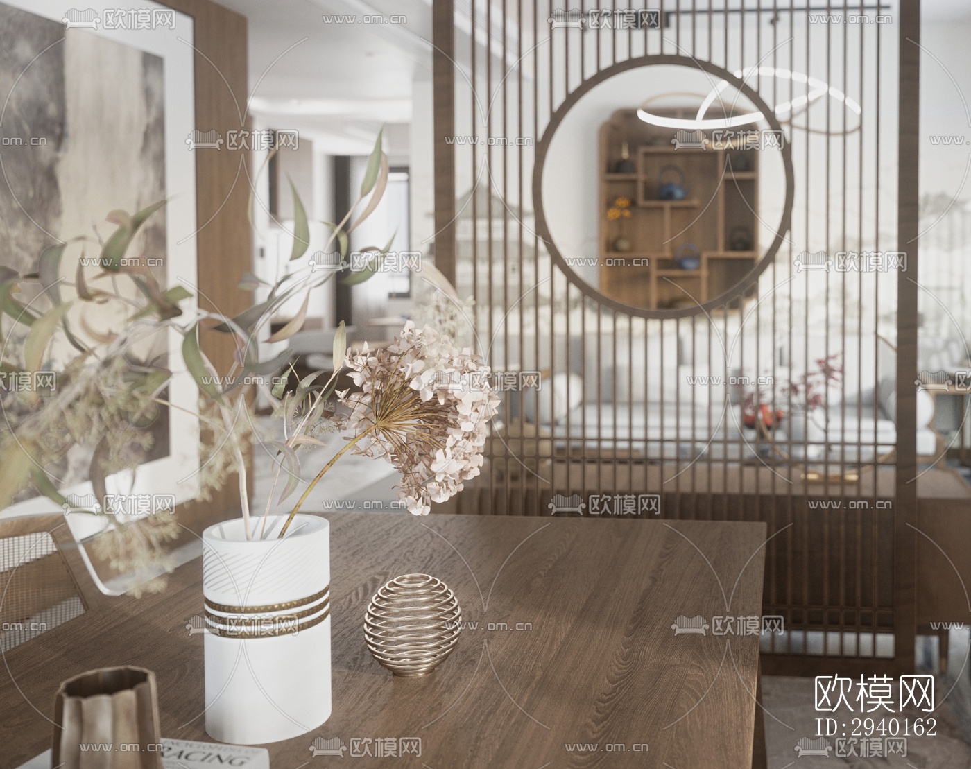 新中式平层效果图下载（渲染图5）