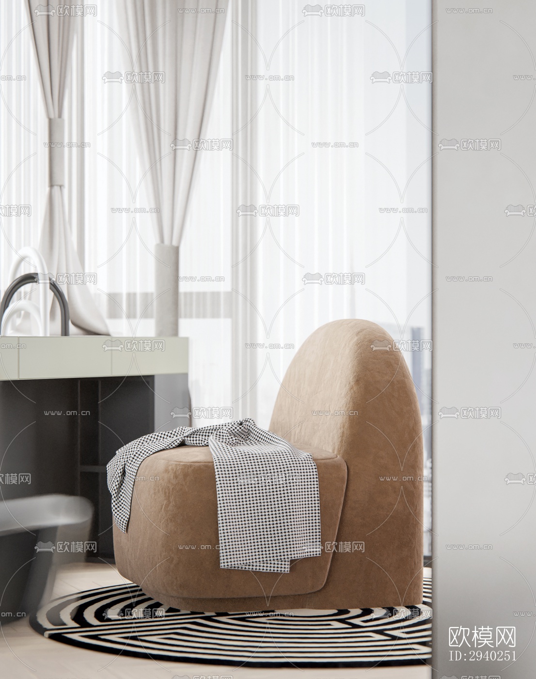 法式平层效果图下载（渲染图4）