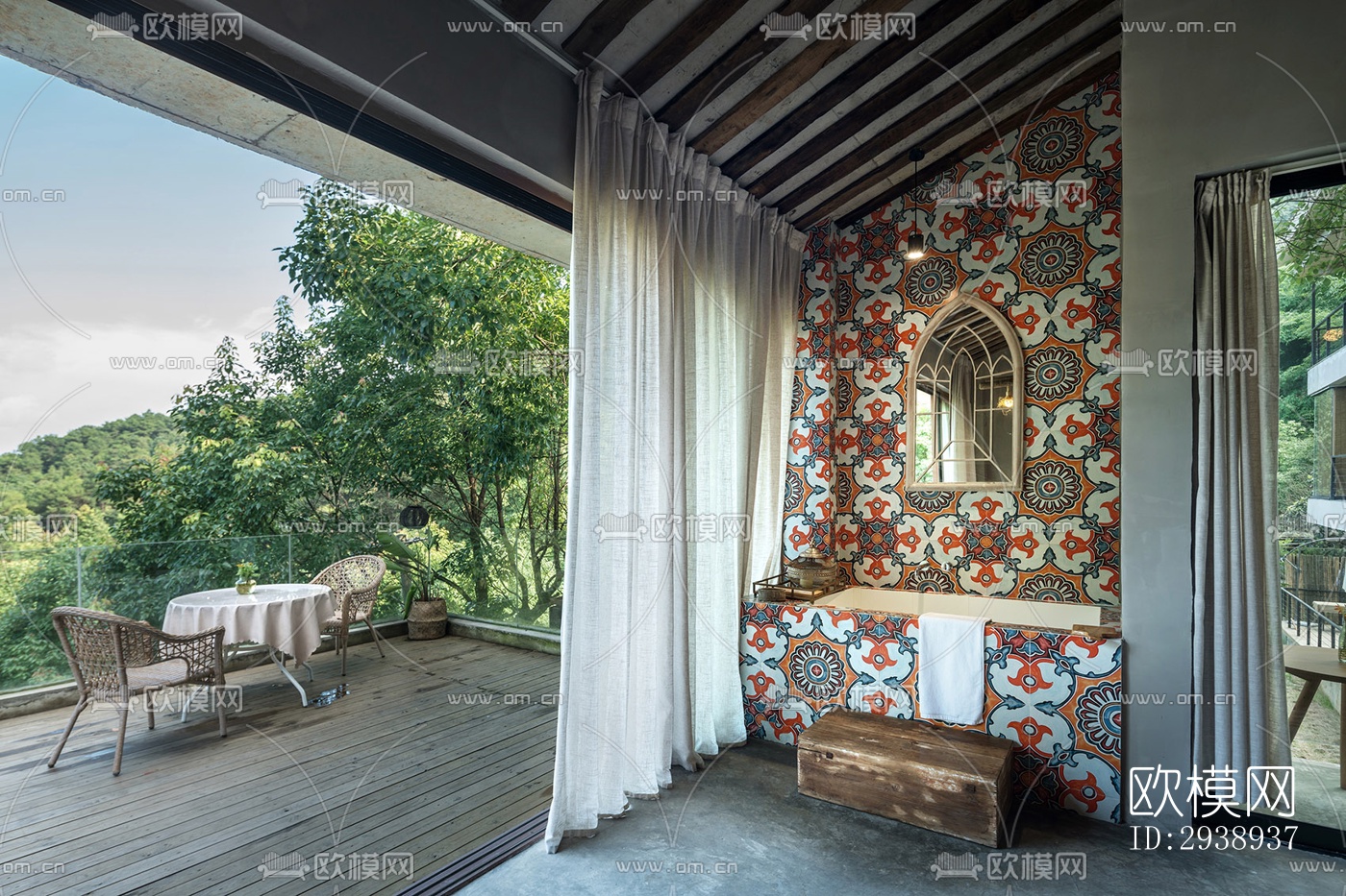 中式酒店民宿效果图下载（渲染图11）