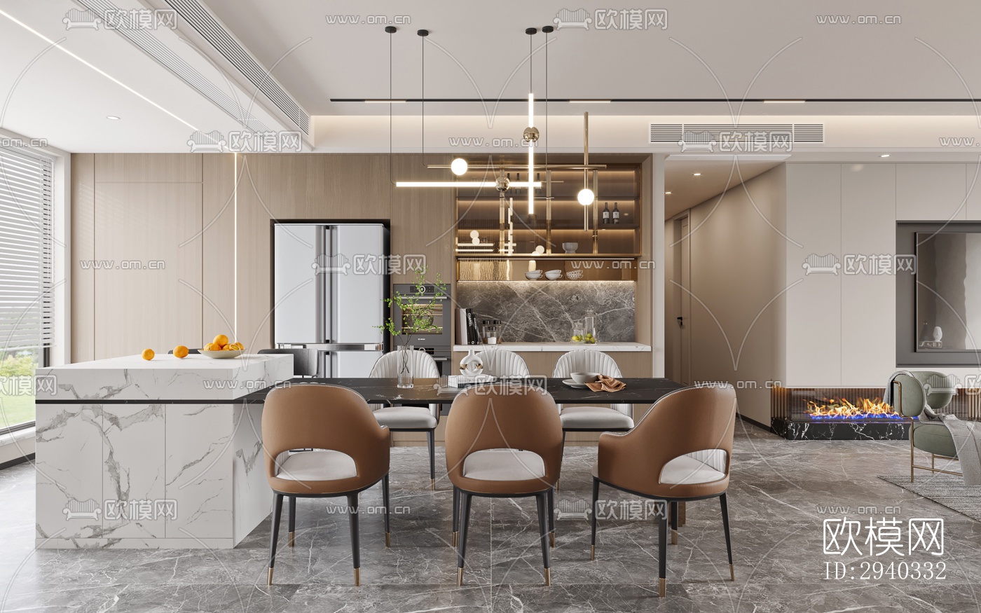 现代平层效果图下载（渲染图7）