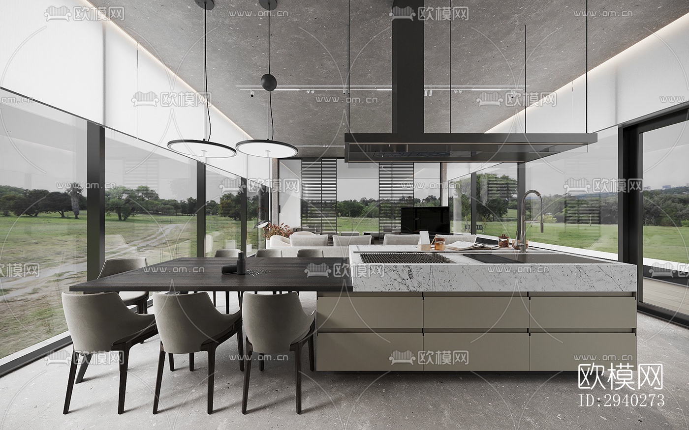 现代平层效果图下载（渲染图1）