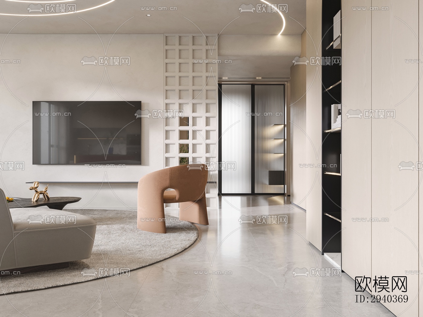 现代平层效果图下载（渲染图14）