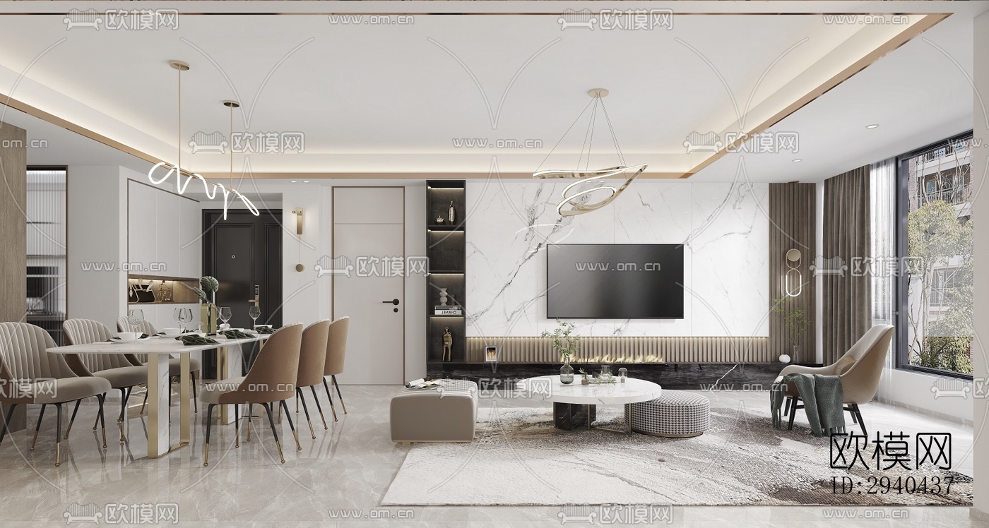 现代平层效果图下载（渲染图2）