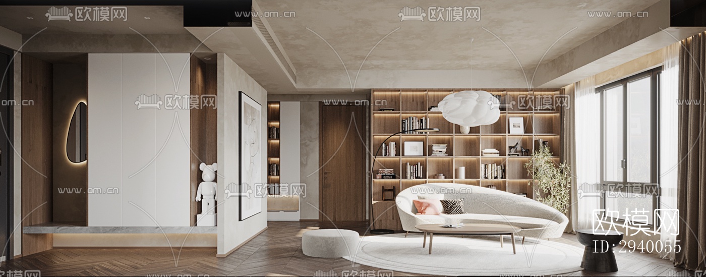 侘寂平层效果图下载（渲染图1）