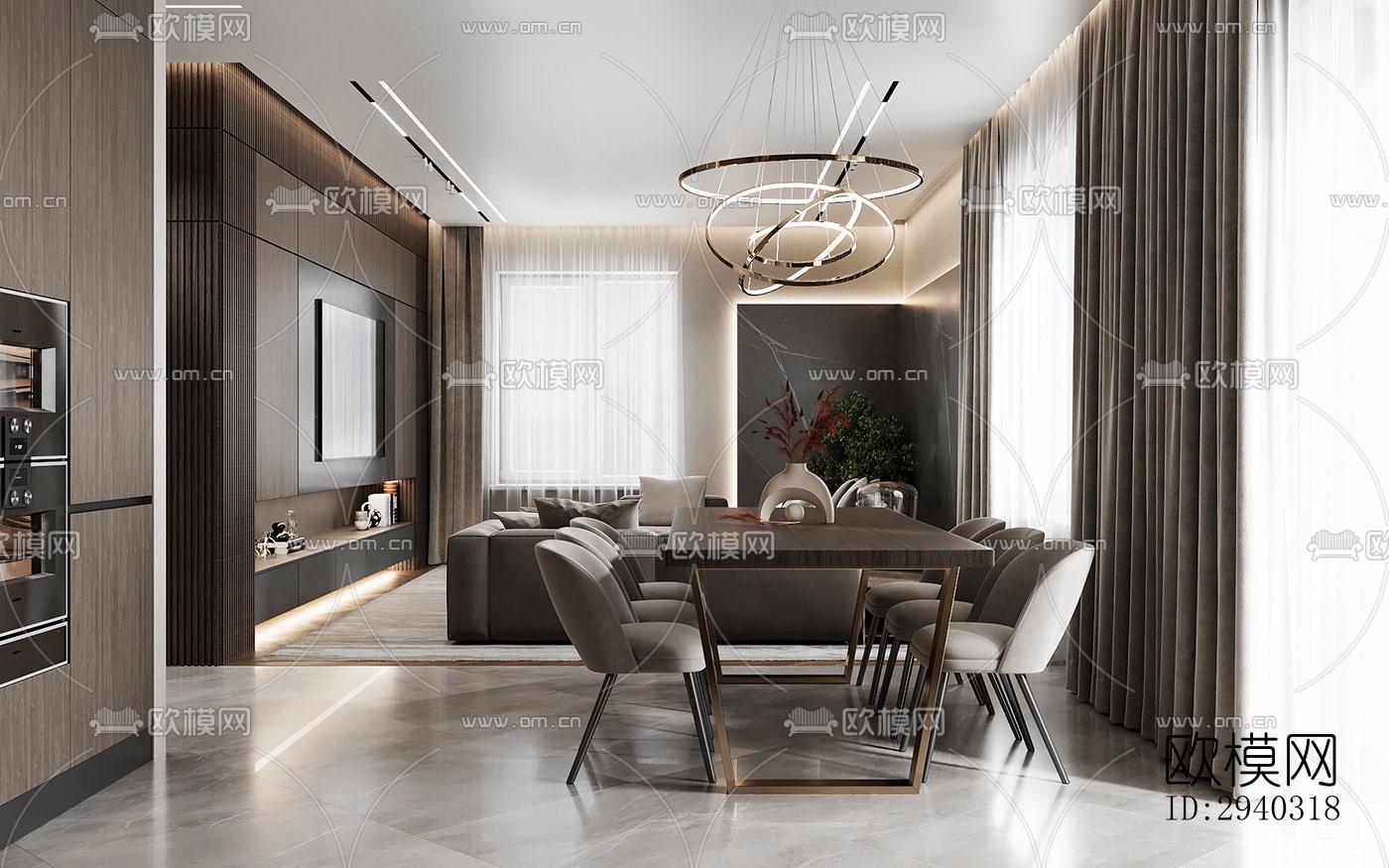 现代平层效果图下载（渲染图9）