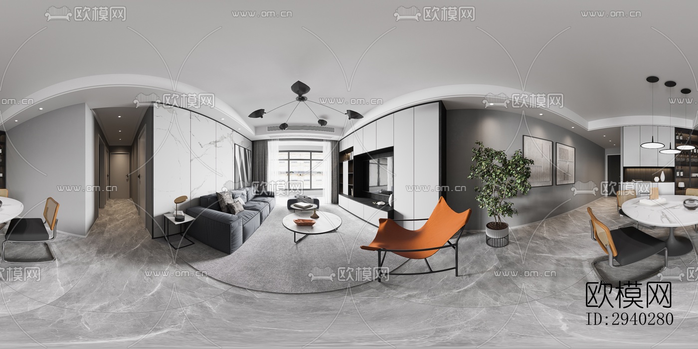 现代平层效果图下载（渲染图12）