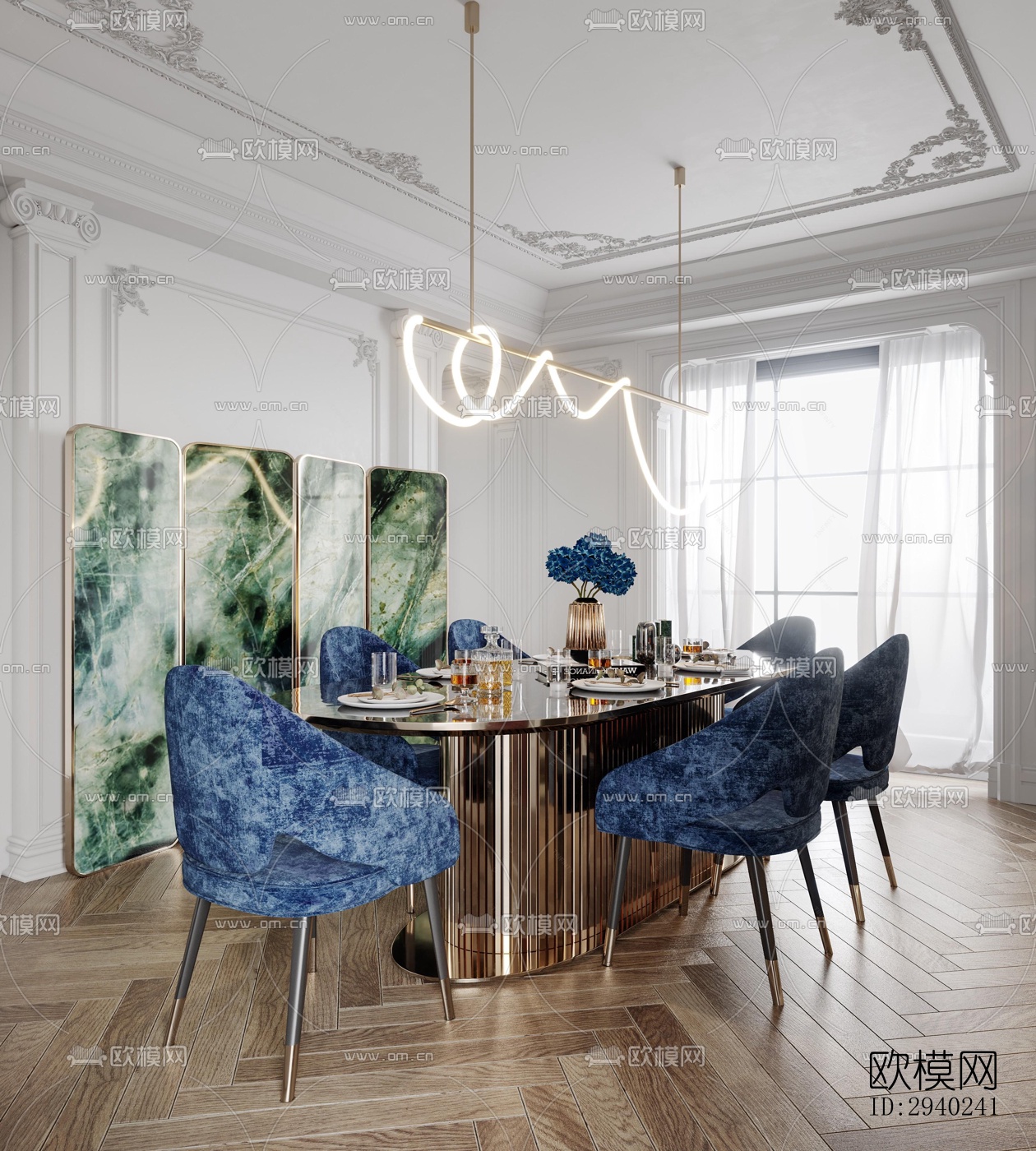 法式平层效果图下载（渲染图1）