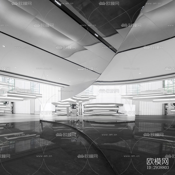 高级灰展览展厅效果图下载(渲染图16)
