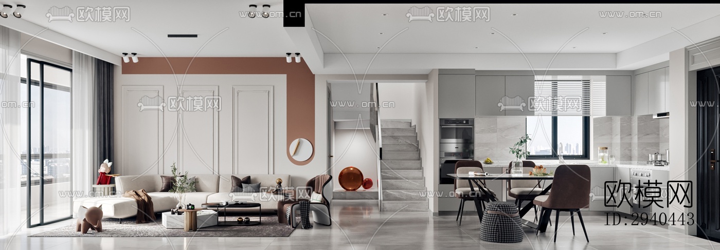 美式平层效果图下载（渲染图1）