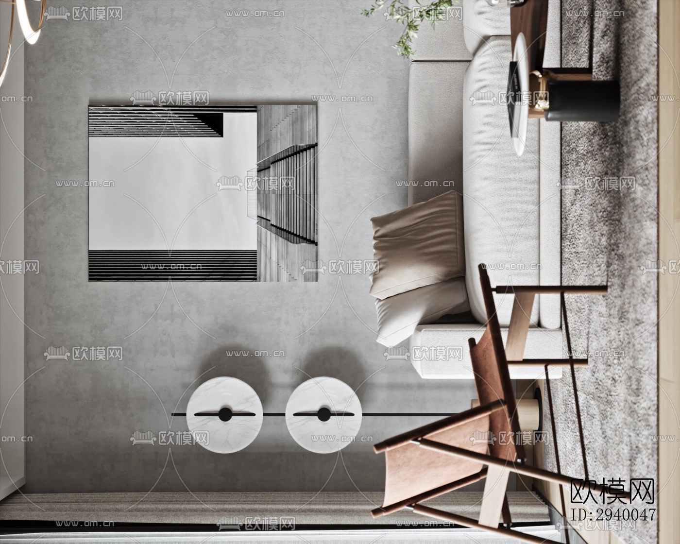 侘寂平层效果图下载（渲染图3）