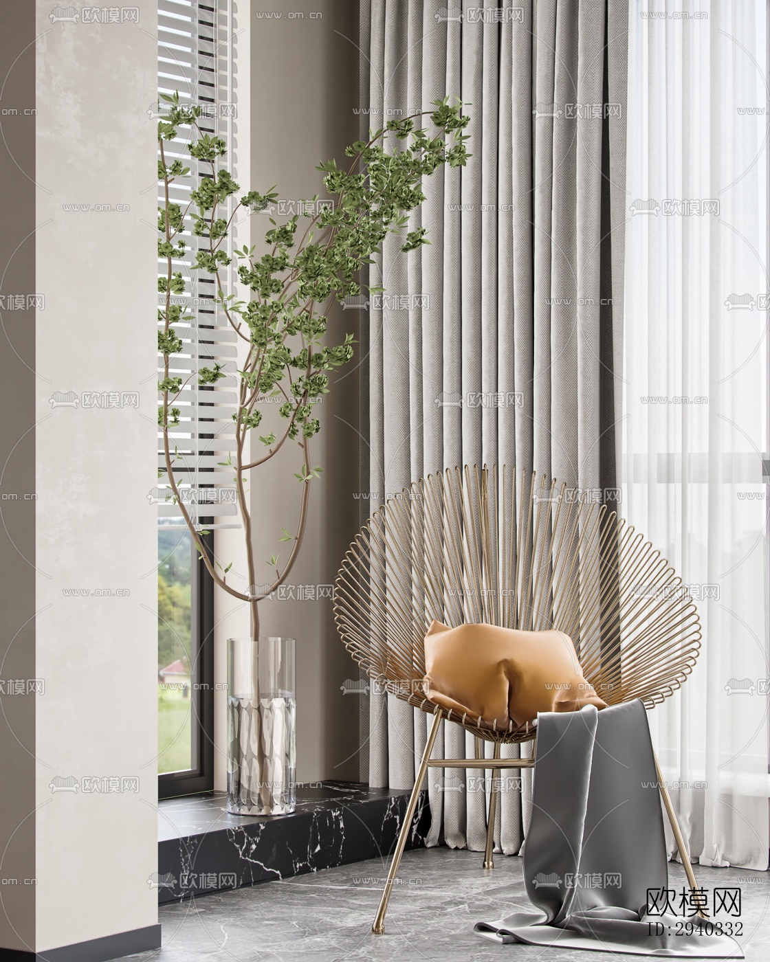 现代平层效果图下载（渲染图6）