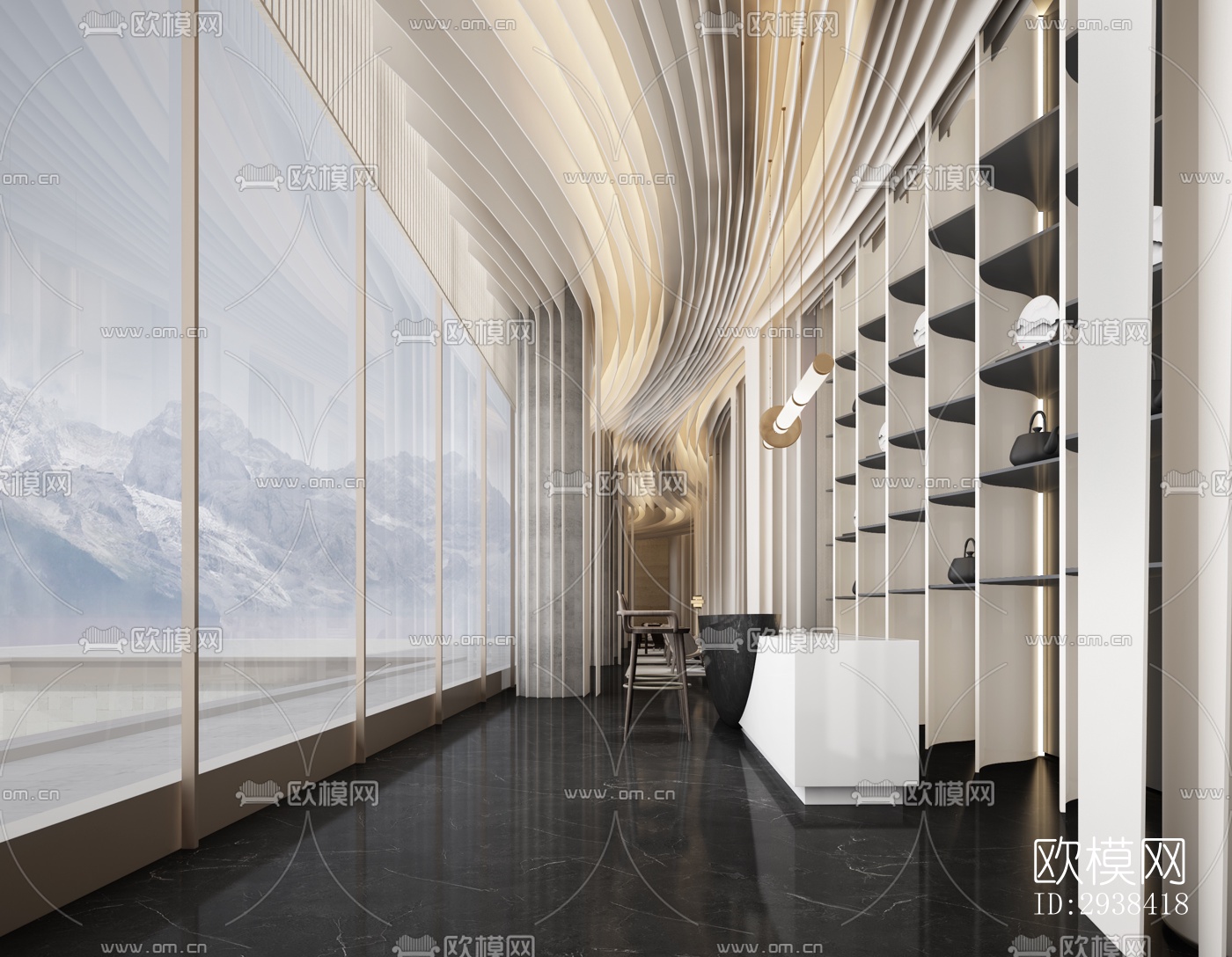 新中式售楼处效果图下载（渲染图3）